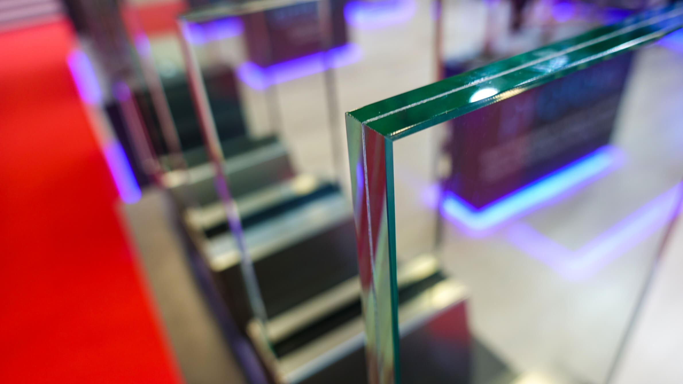 Close-up view of industrial glass used for window protection